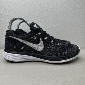 Nike Womens Flyknit Lunar 3 Black Running Shoes